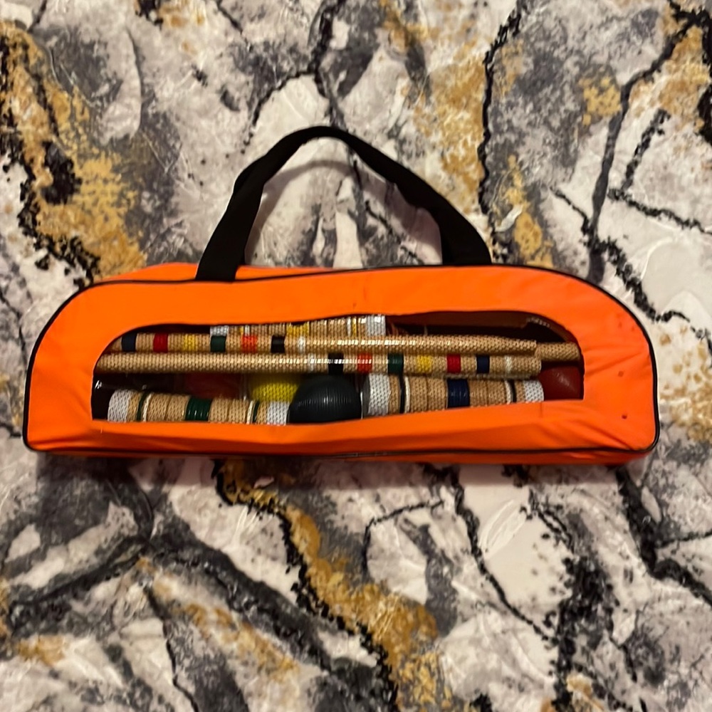 Color:orange.   Inside is everything you need to play